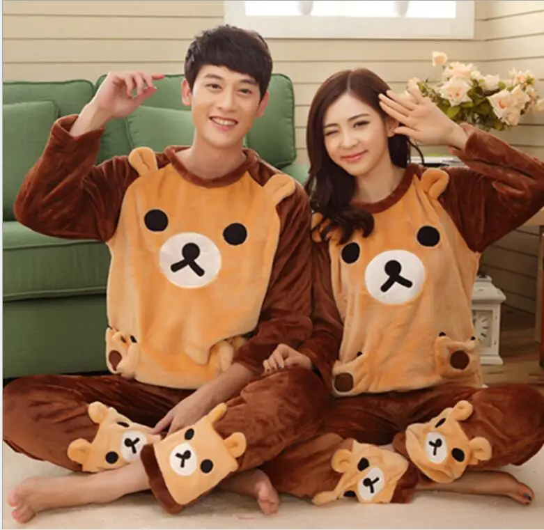 NEW Winter Cute bear Couple Pajama Sets Adult Onesie Pyjamas For Women
