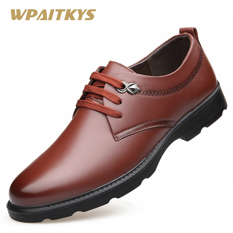 

2018 New Black Brown Leather Men's Dress Shoes Official Business Men's Shoes