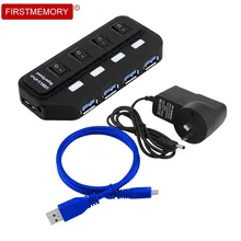 USB концентратор 3,0 4 порта Портативный usb-концентратор внешняя мощность высокоскоростной адаптер 5 Гбит/с USB разветвитель концентратор с AU/EU/US/UK Разъем ПК настольный