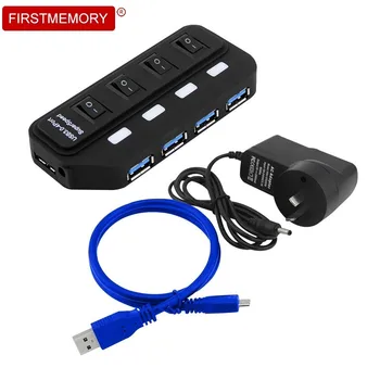 

USB HUB 3.0 4 Ports Portable usb hub external Power Adapter High Speed 5Gbps USB Splitter HUB with AU/EU/US/UK Plug PC desktop