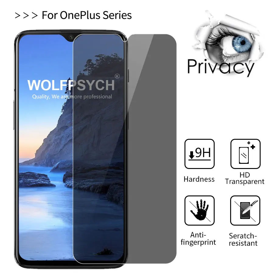 

WOLFPSYCH 9H Privacy Tempered Glass Screen Protector for Oneplus 3 3T 5 5T 6 6T Anti-Spy Privacy Glass Film