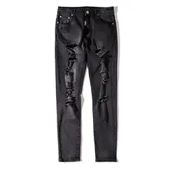 Env Для мужчин st 2018 Для мужчин высокого улица мыть джинсы отверстие ковбойские Эластичные на молнии модные джинсовые джоггеры Для мужчин s