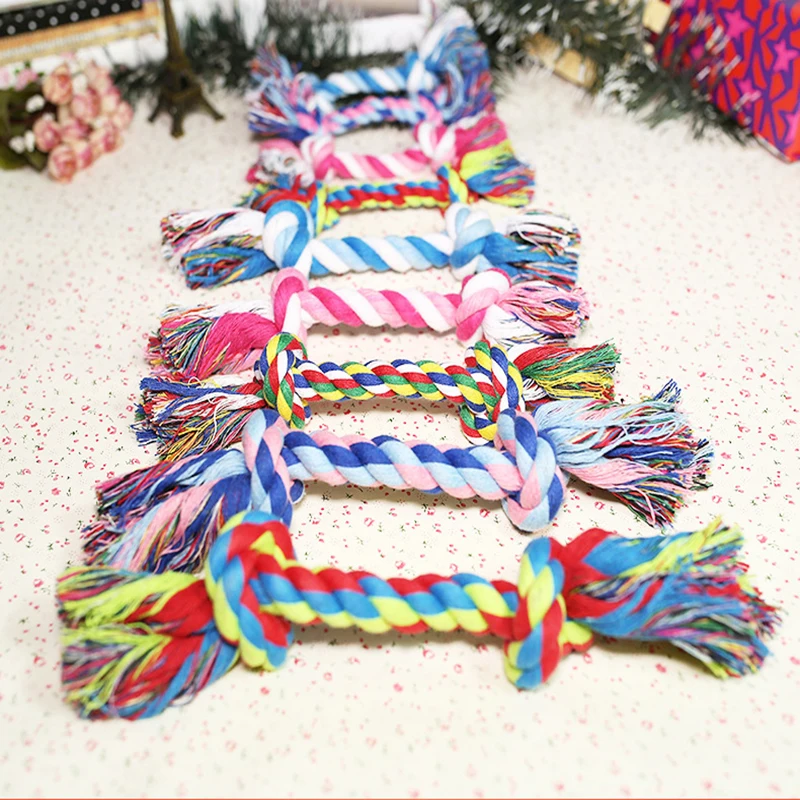 

Pet Dog Toy Cotton Knot Bite Resist Interactive Braided Bone Rope Puppy Chew Training Cleaning Tooth Toy 25cm
