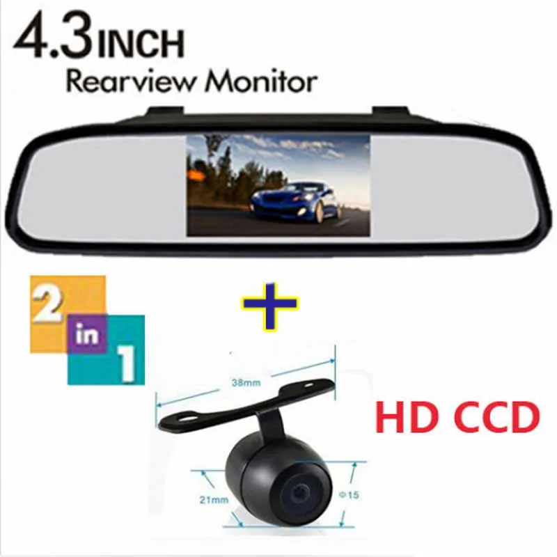 Mini Car Reverse Parking Camera With 4.3/" TFT LCD Rear View Mirror Monitor Kit