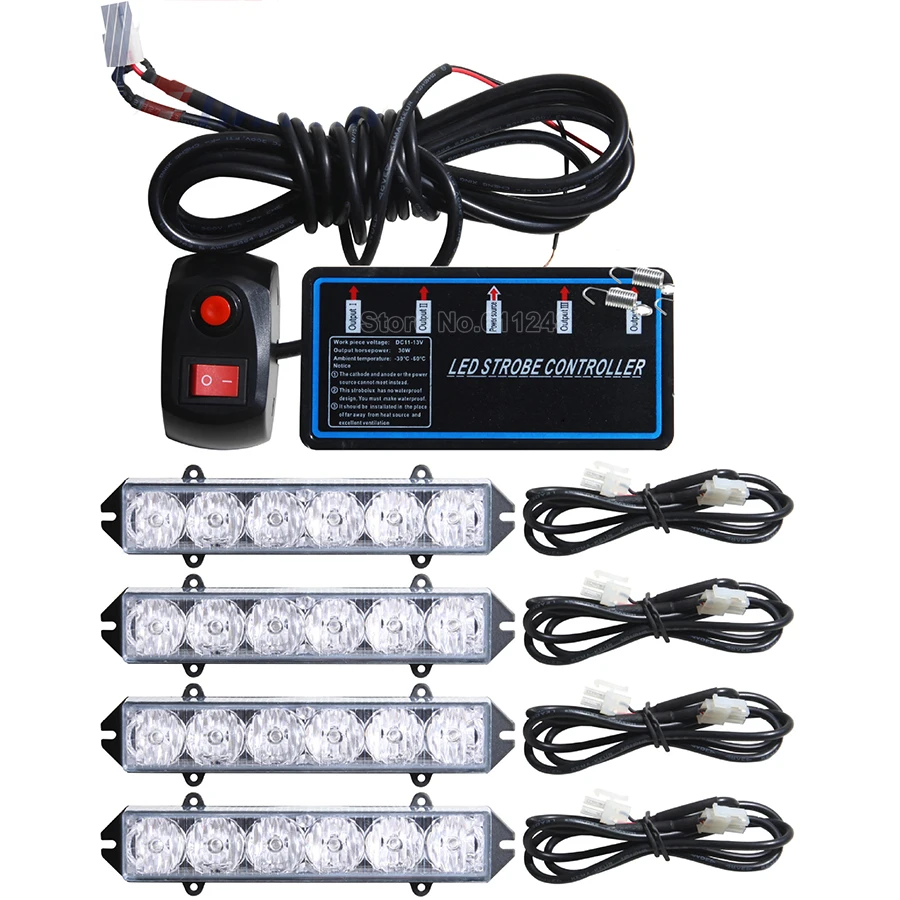 4X6LED High Power Wired Control 12V 24W Auto Car Grille Strobe Warning Light Flashing DRL Ambulance Emergency Police Day Lights 4X6LED High Power Wired Control 12V 24W Auto Car Grille Strobe Warning Light Flashing DRL Ambulance Emergency Police Day Lights