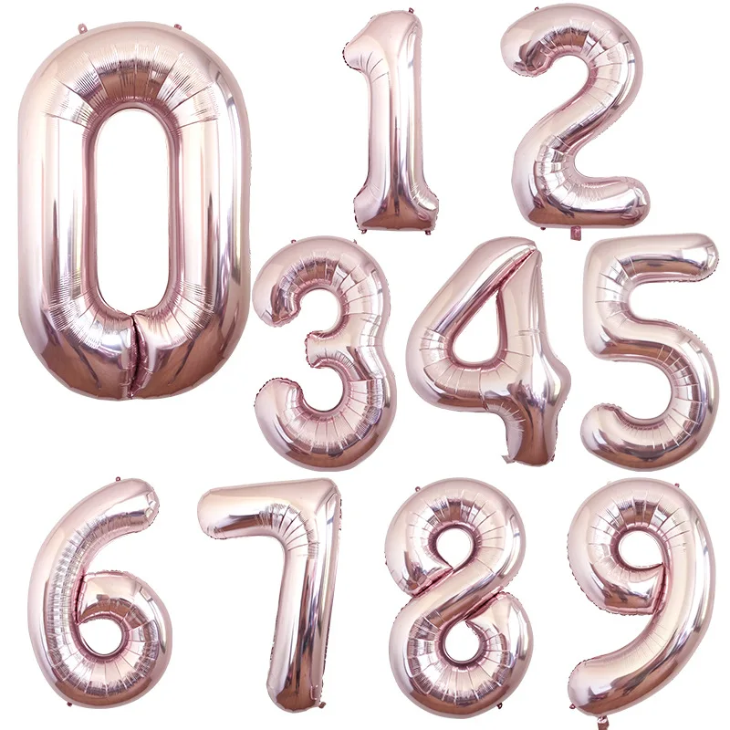 

1pc 40inch Champagne Rose Gold Foil Number Balloons Wedding Birthday Party Decor Helium Globos Digit Baby Bridal Shower Gift Toy