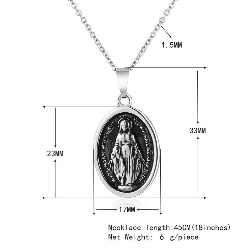 Винтажная медальон Дева Мария из нержавеющей стали Серебряная звено цепи католические Guadalupe ожерелья и подвески для женщин мужчин ювелирные изделия