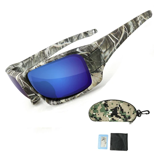 NEWBOLER поляризованные очки для рыбалки камуфляжная оправа спортивные солнцезащитные очки для рыбалки Oculos De Sol Masculino UV 400 - Цвет: 1 Blue lens glasses