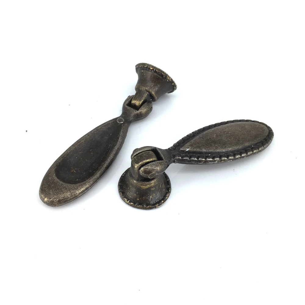 10PCS Furniture Hardware Drawer Drop Pull Knob Bronze Tone / Antique Traditional Cabinet Dresser Pendant handle Pull