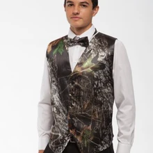 Desgaste noivo do casamento do homem camuflagem mossy oak camo coletes à prova de smoking com gravata