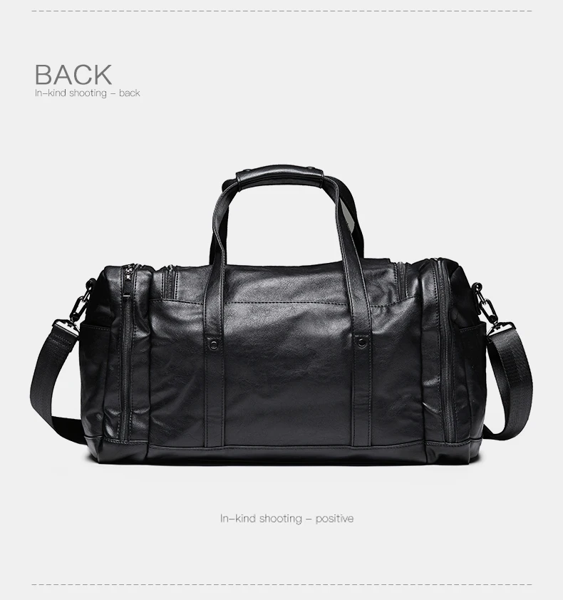 Мужские тонко обработанные большие вместительные Черные Сумки из искусственной кожи, сумки для багажа, сумки для путешествий, спортивные сумки, сумки на одно плечо