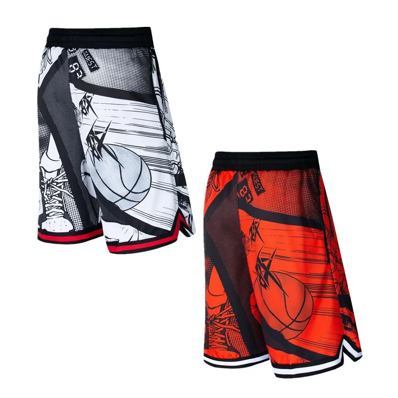

Men Basketball Shorts Cartoon Image 3D Prints Above Knee Pockets Waist Ribbon Quick Dry Breathable Anime Nijigenn Plus Size 3XL