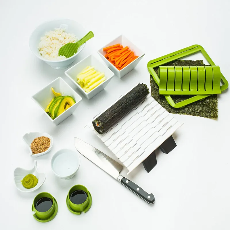 Форма для создания роллов, Суши набор со станцией ролик Ролл Форма для вырубки риса весло соевого соуса посуда горчичного цвета домашняя кухня японские пищевые инструменты