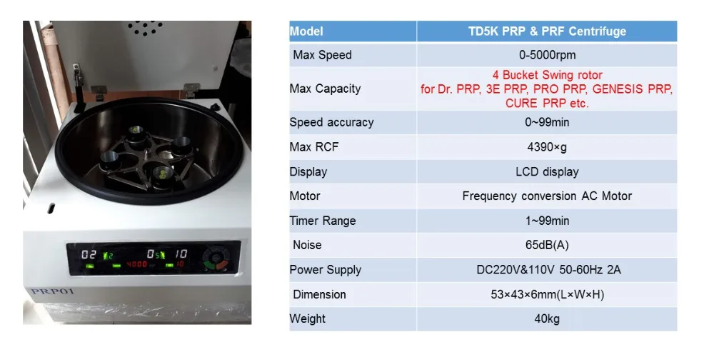 Центрифуга для получения плазмы крови swing out ротор для PRP комплект Dr PRP 3E PRO 30 мл GENESIS лечение волос, лица, кожи и лечения зубов