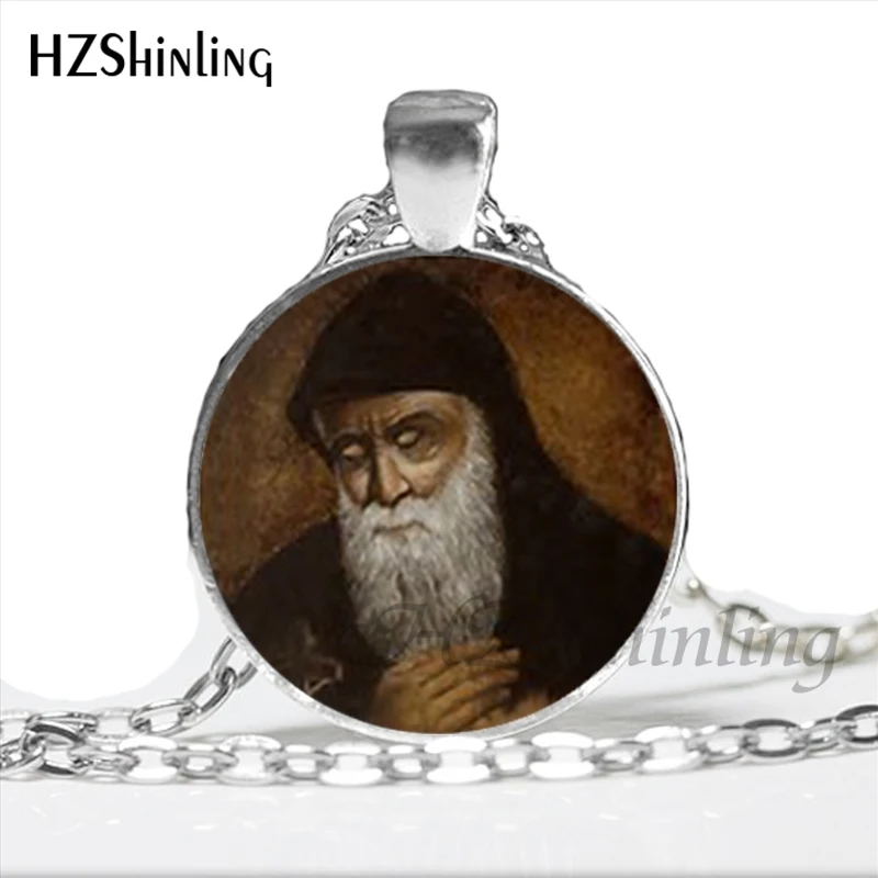 NS-00804 дизайн Святого шарбеля ожерелье с картиной стеклянные купольные украшения St Charbel молиться кулон ожерелье s для христианских HZ1 - Окраска металла: 6