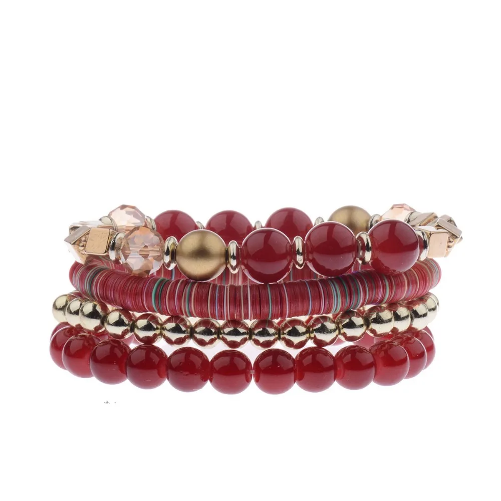

Amader Bohemian Style Women's Multiple Beads Bracelet Set 2017 Summer Charm Flexible Colorful Bracelet Jewelry For Women HXB010