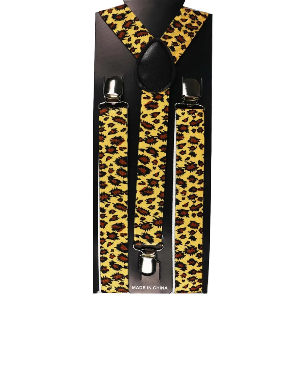 Женский желтый Леопардовый принт Y-Back Регулируемый эластичный бандаж 2,5 см широкие подтяжки аксессуары для одежды