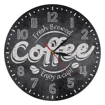 

Coffee Decorative Wall Clock Kitchen Decor Coffee Shop Decor Fresh Brewed Coffee Enjoy A Cup Wall Clocks Watches For Cafe