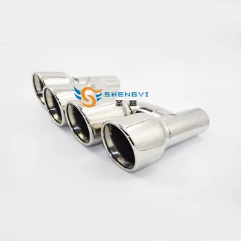 

1 pair For Audi A4 A5 A6 A7 Modifiy S4 S5 S6 S7 H shape silver four out Car Exhaust Tail Muffler Tip tailpipe Stainless steel