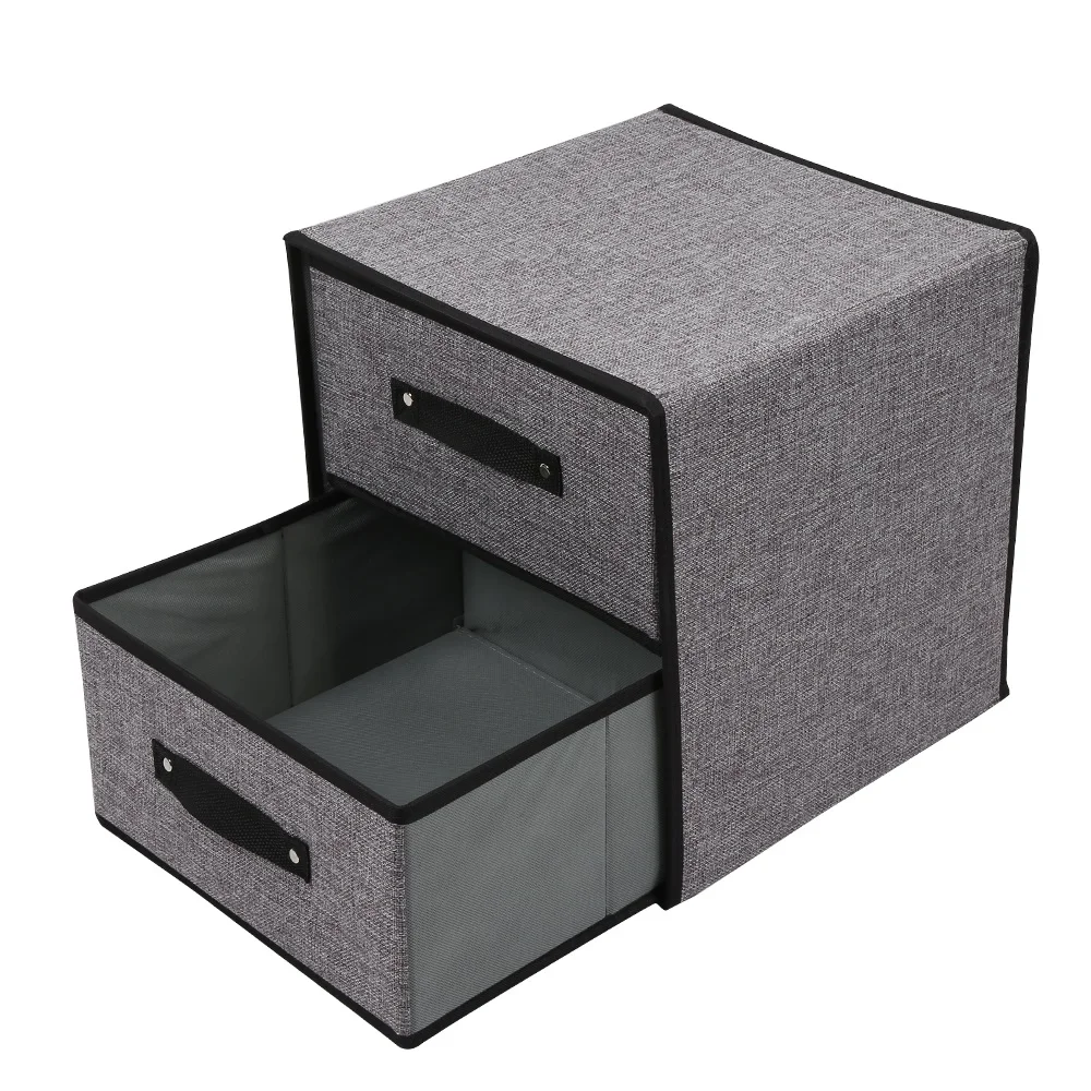 

Washable Storage Box Drawer Large-capacity Folded Two Layers Drawer Organizer Clothing Toys Storage Boxes Bins
