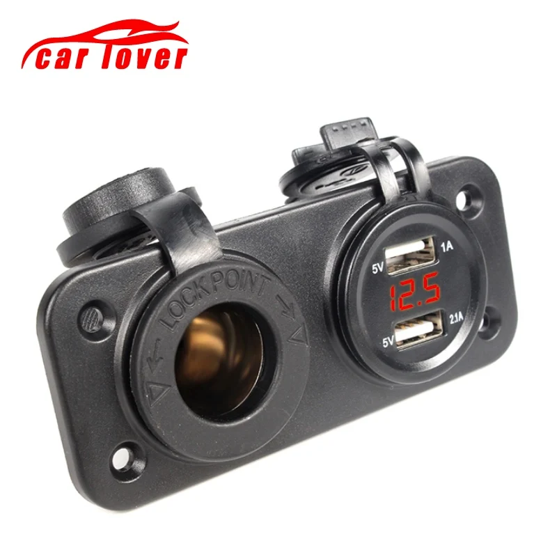 

12-24V Motorcycle Dual USB Socket Charger Power Adapter Outlet Power Mobile Phone Charger with LED for Auto Car Truck ATV Boat