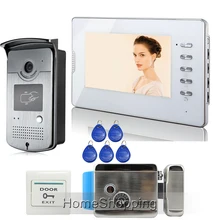 ENVÍO GRATIS Home 7 “Pantalla a Color de Video Teléfono de La Puerta Sistema de Intercomunicación 1 Monitor de Cámara de Acceso RFID + 1 Blanco + Cerradura Eléctrica