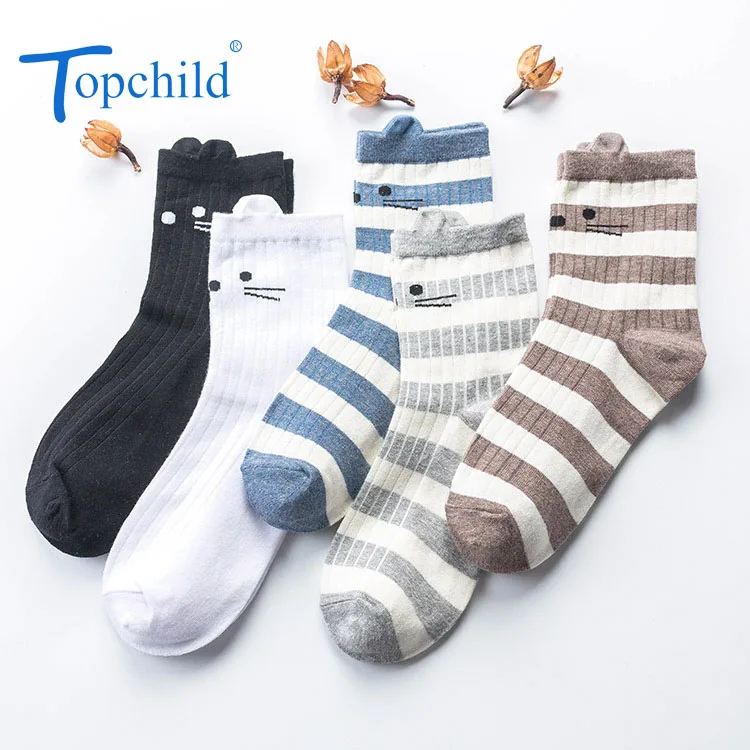 Topchild/счастливые носки стереоскопические с кошачьими ушками зимние плотные