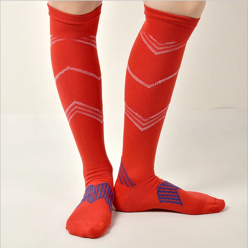 

Brothock Men High Elastic Segmented Stockings Stripe Sports Calf Pressure Socks Marathon Nylon Cyclic Running Compression Socks