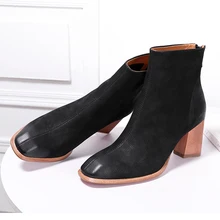 2018 VALLU Woman Boots for Autumn Winter Shoes Genuine Leather Square Toes Zipper High Heel Lady Ankle Boots Female Warm Booties 2018 VALLU Woman Boots for Autumn Winter Shoes Genuine Leather Square Toes Zipper High Heel Lady Ankle Boots Female Warm Booties