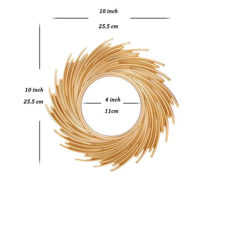 10 дюймов Скандинавское Солнечное Зеркало, Геометрическая, Золотая рамка, настенное зеркало, зеркало для салона, настенное искусство для ванной комнаты