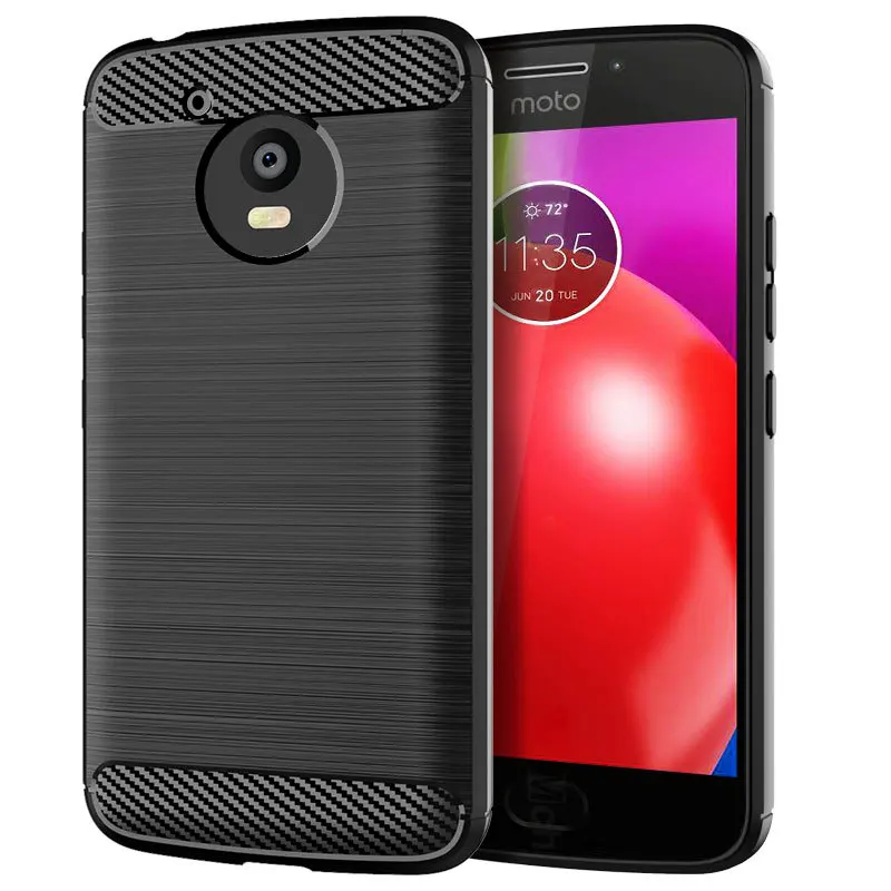 Carbon Fiber Brushed Soft TPU Phone Back Case For Motorola Moto E4 US Version Slim Armor Silicon Shockproof Cover Fundas Coque |