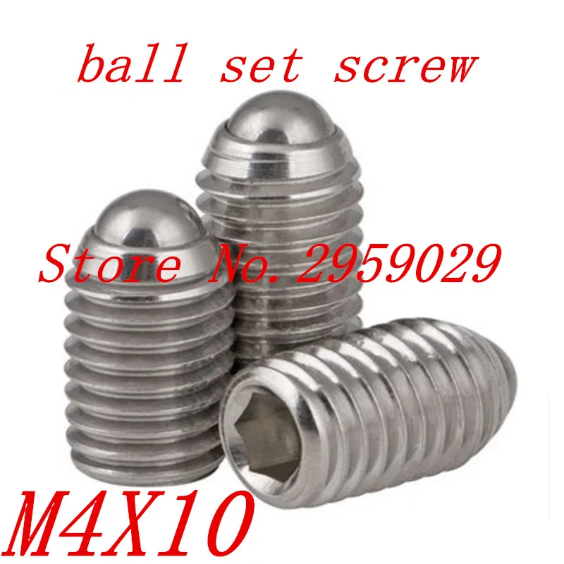 20pcs M4*10 4mm Stainless steel 304 Hex Socket Spring Ball Plunger Set