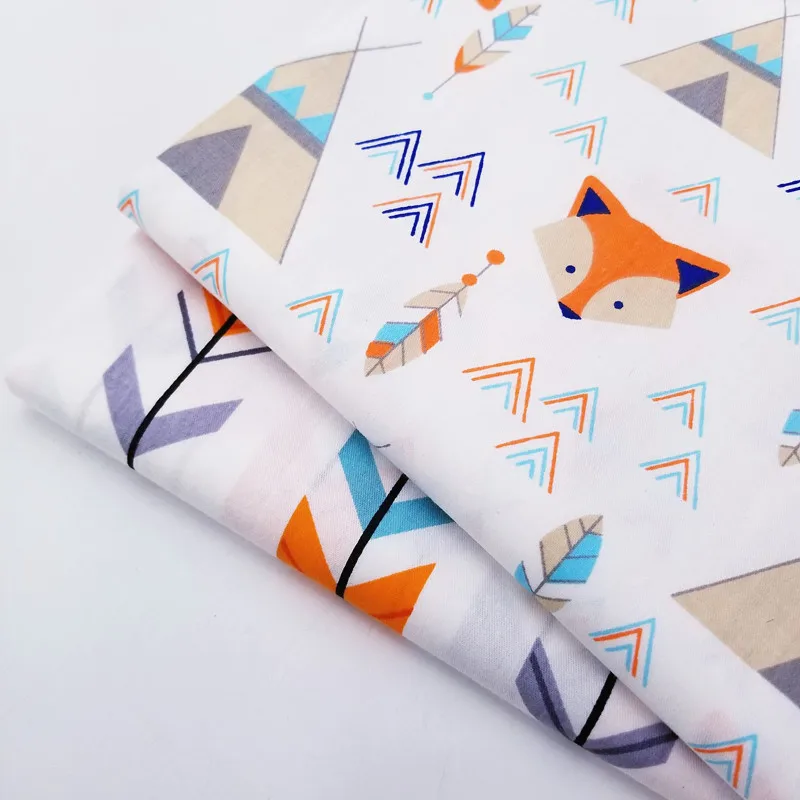 Мягкая лаконичная Милая хлопковая саржевая ткань с принтом лисы, дышащая хлопковая саржевая Ткань для шитья, рукоделия, 160 см