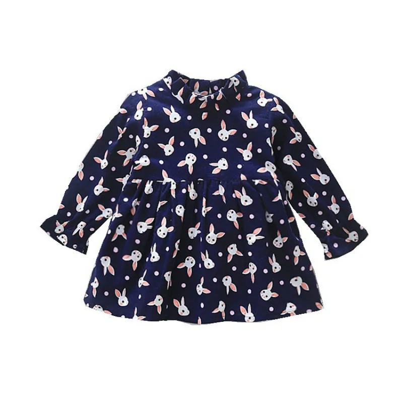 

Autumn Girls Dress Fashion Casual Children Clothes Baby Kids Floral Round Neck Long Sleeve Dress Toddler Cotton Clothing