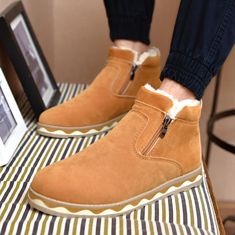 

Winter new casual men's snow boots High-top shoes warm man shoes Male warm boots Flat with warm Male sneakers Ankle boot zipper