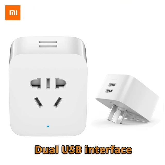 Original Mijia Xiaomi Smart Socket Plug Enhanced Version WiFi Control Power Count Timer Switch Dual USB with AU/US/EU/UK Adapter |