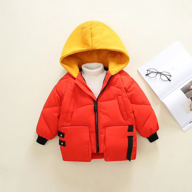 

2018 Baby Girls Jacket Warm Outerwear Coat For Girl Fashion print cartoon avatar Cotton filled down jacket Hooded Children Coat
