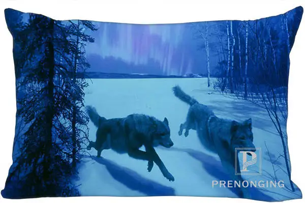 Лучший наволочки на заказ Волк Луна молния на прямоугольную наволочку 40x60 см(одна сторона печати)@ 180117-107 - Цвет: Pillowcases
