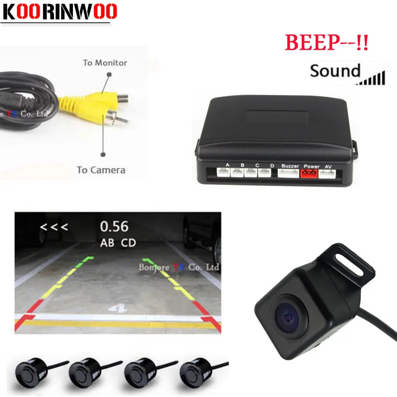 Парктроник Koorinwoo камера заднего вида с 4 видеозвуками|car parking|parking sensorcar parking sensor |