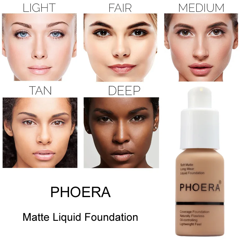 Phoera Foundation Soft Matte Long Wear Oil Control Concealer Liquid Foundation