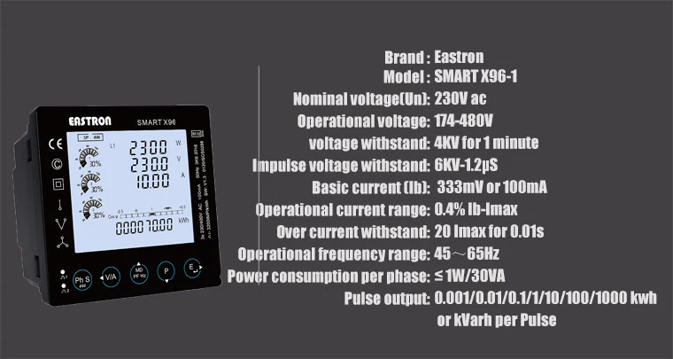 Смарт-X96-1 трехфазный Панель установленный многофункциональная Мощность Панель метр