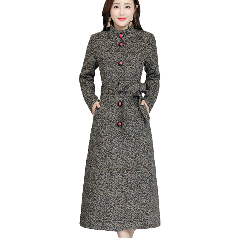 Winter Long Woolen Coat Women Warm Wool Coats Lady Cashmere European Fashion Jacket Outwear Blend High Quality Brands Design New | Женская