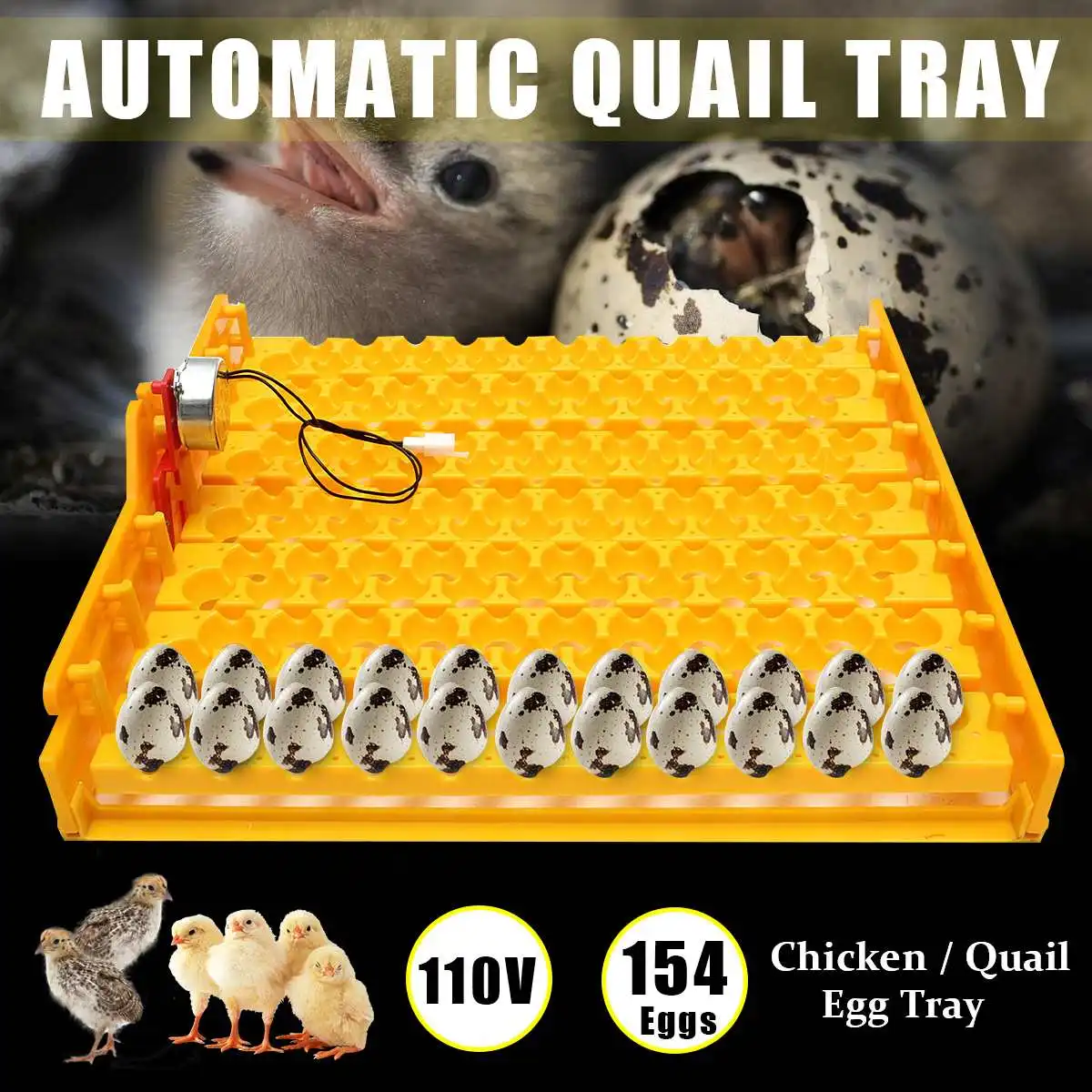 

154 Eggs Quail Turner Tray Container for Hatching Egg Incubator Brood Machine Brooder Tools with 110V Automatic Turning Motor