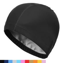 Swimming-Cap Swim-Pool-Hat Fabric Protect Long-Hair Elastic Waterproof Women Sports PU