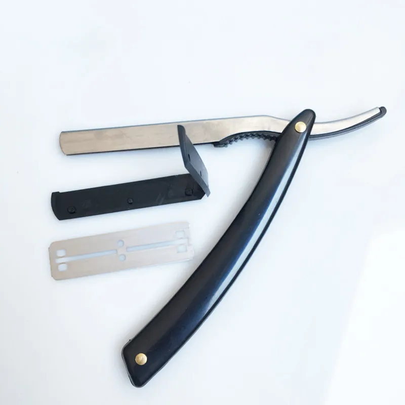 

2017 Hot New Black Straight Edge Stainless Steel Barber Razor Shaving Shave Knife New folding shaving razor safety razor