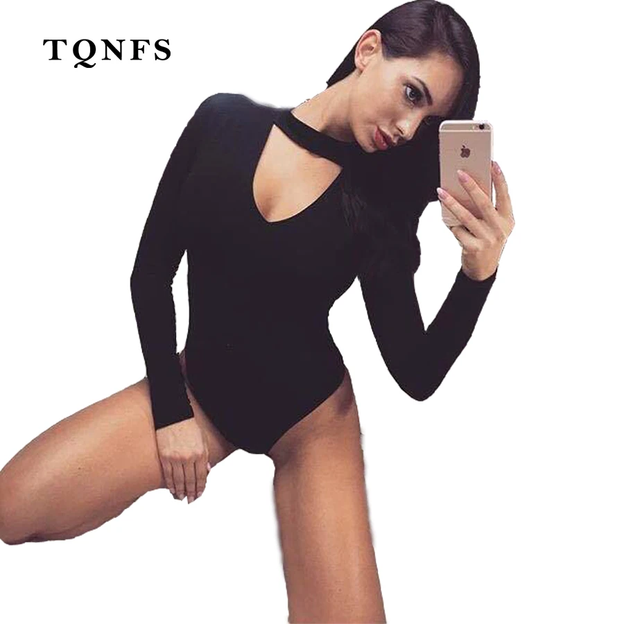 TQNFS 2017 New Bodysuit Women Cotton V Neck Long S...