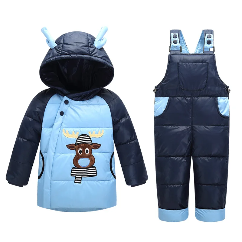 

C902 0-4Y Winter Kids Dinosaur Deer Hooded Winterjas Meisjes Boys Clothes 90% Down Girls Coat snow overalls infant snow jacket