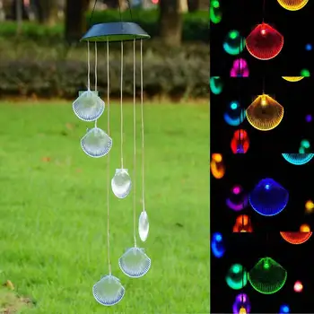 

Energy efficient Solar Color Changing LED Hummingbird/Shell Wind Chimes Balcony Garden Child Room Decor Light Lamp Easy Install