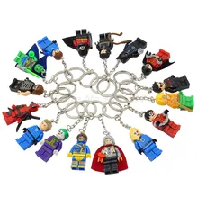 Super Hero Figure Keychain Building Block Marvel Avengers Key Chain Justice League Batman Joker Deadpool Toys