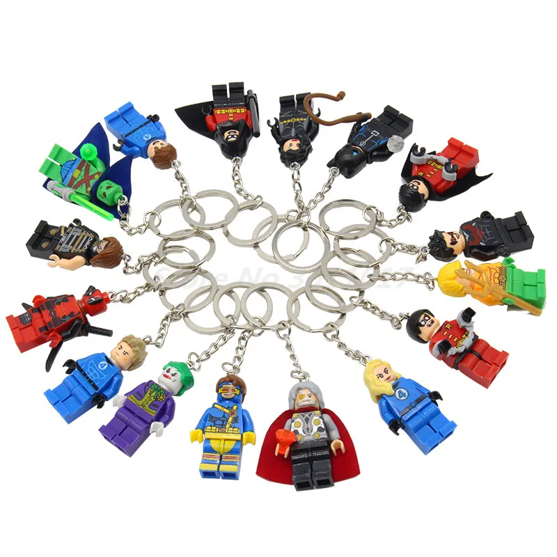 Super Hero Figure Keychain Building Block font b Toy b font Compatible Legoedly Marvel Avengers Key